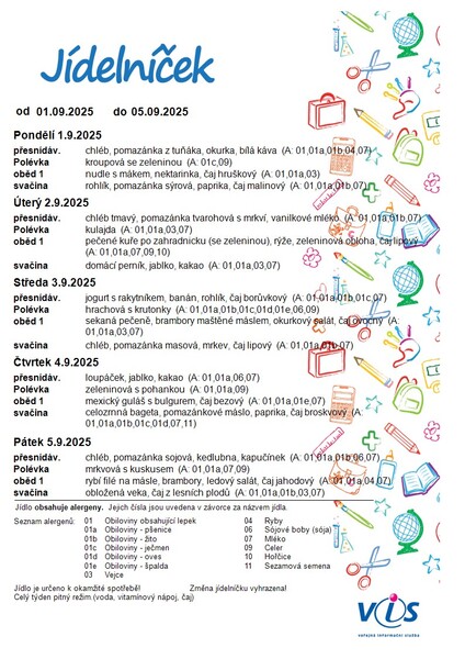 JÍDELNÍČEK 1.9.2025 - 5.9.2025 1